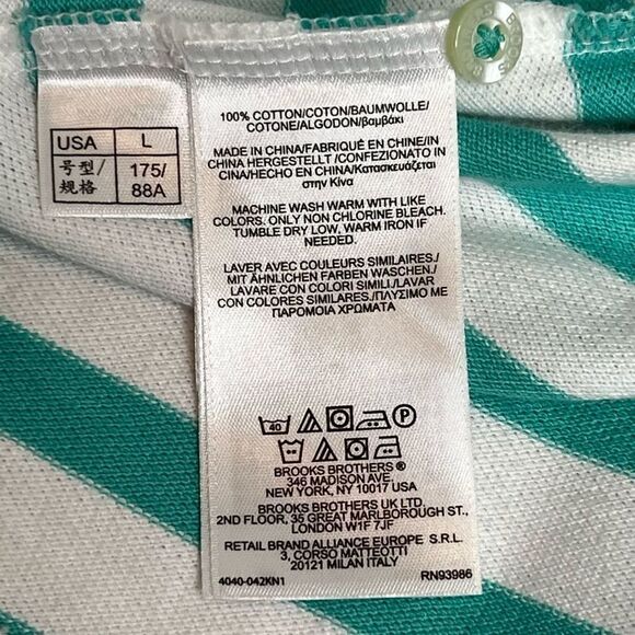 Brooks Brothers teal and white striped short sleeve polo shirt size L - Picture 15 of 16